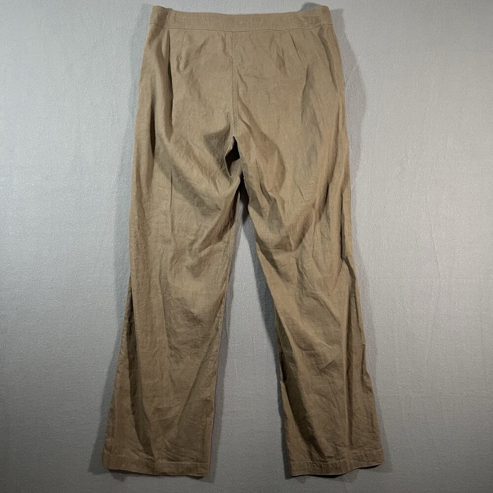 Eileen Fisher Linen Straight Leg Tan Size 12 Clasp‎ Closure Mid Rise Stretch - Picture 6 of 11